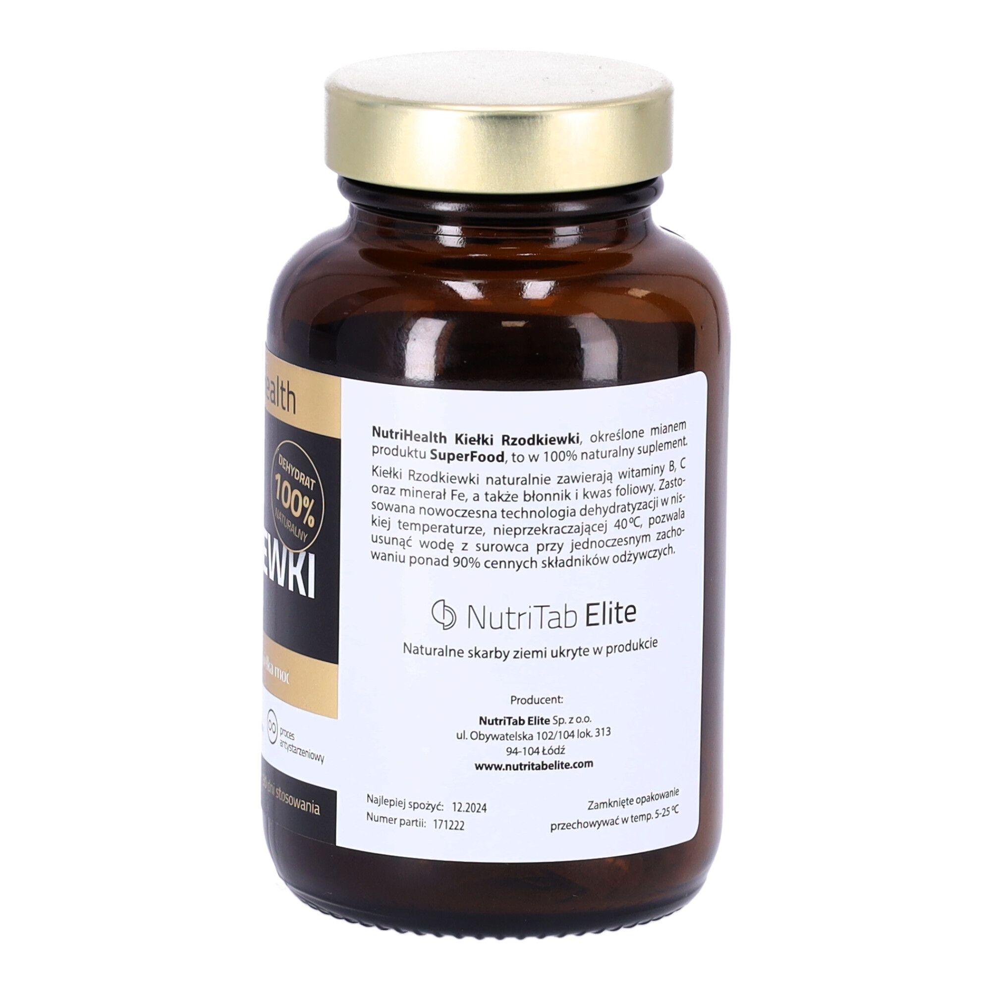 Suplement diety NutriHealth KIEŁKI RZODKIEWKI, (60 kapsułek) 100% naturalny