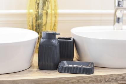 Bathroom accessories set of 3 items BERRETTI, anthracite with stripes