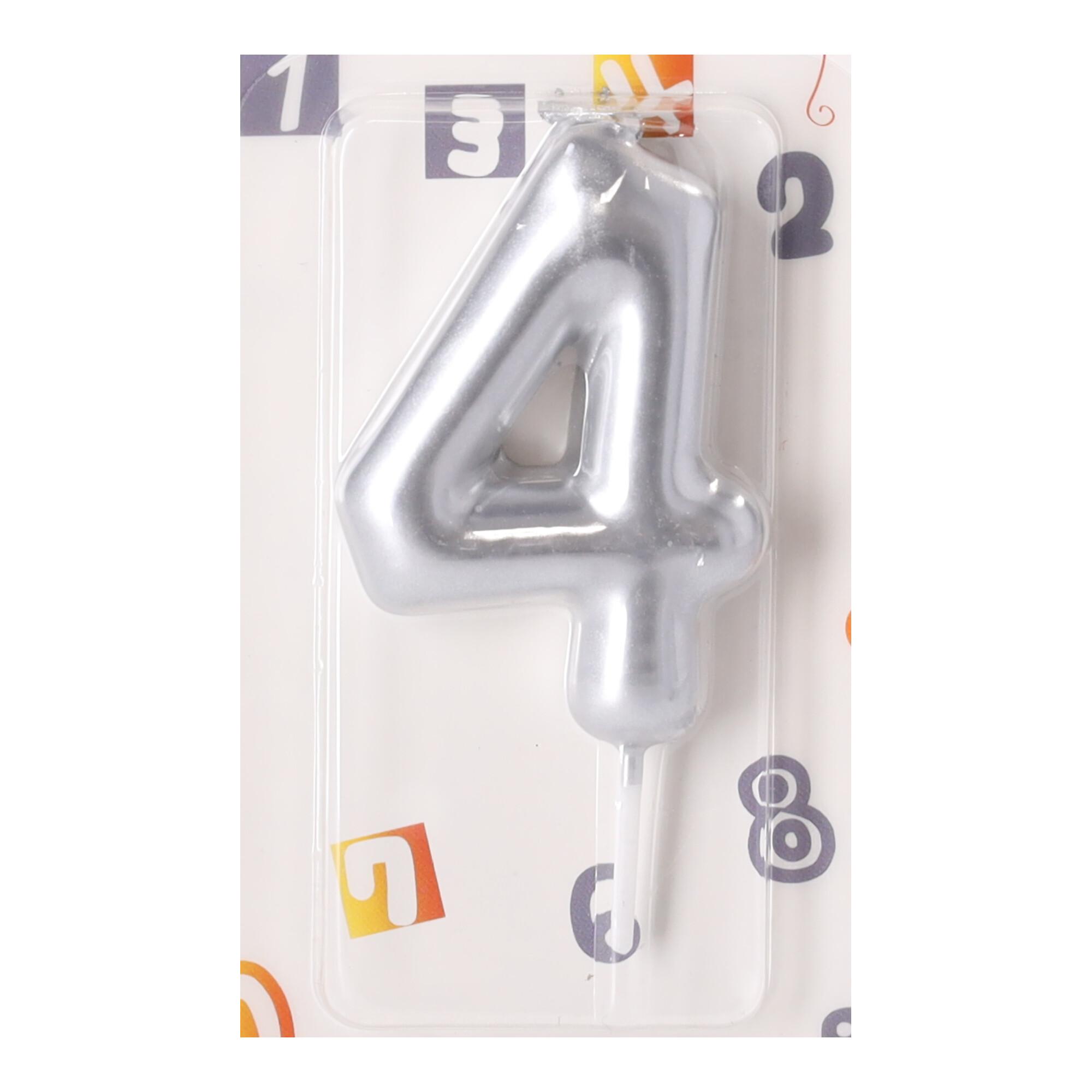 A birthday cake candle 4 - silver