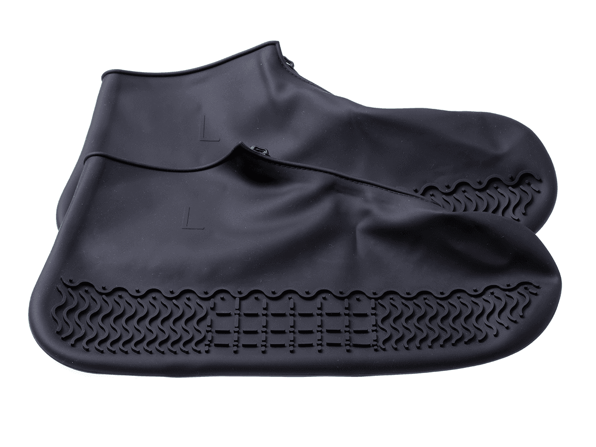 Rubber waterproof shoe covers with zipper size "40-44" - black