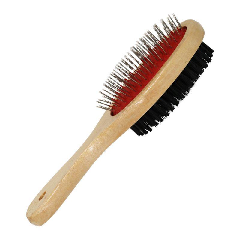 Double-sided wooden brush for dogs and cats, size M