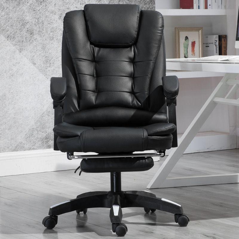 Swivel armchair with massager and footrest- black