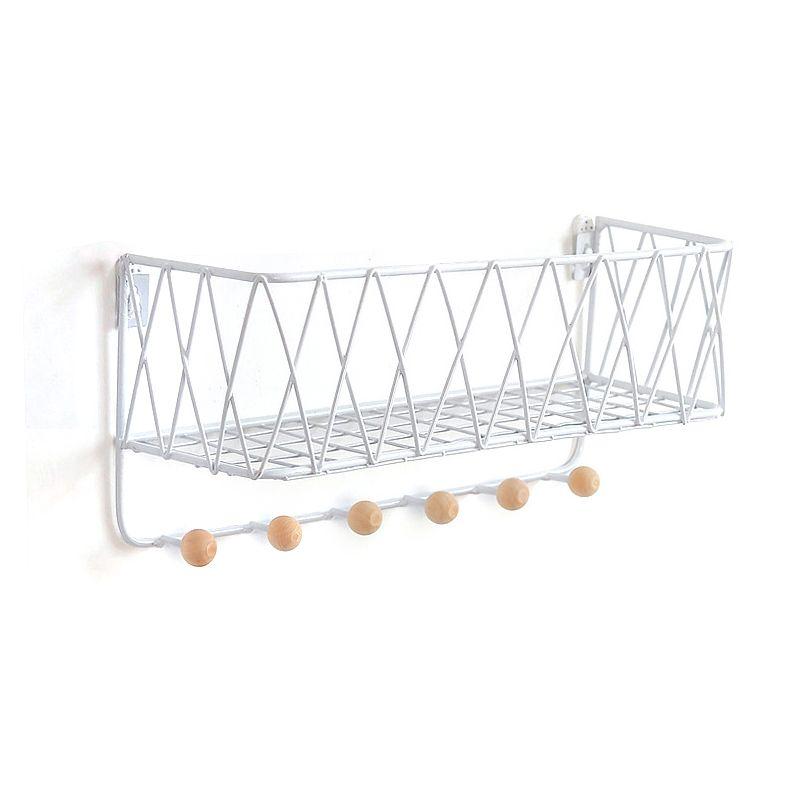 Hanging shelf with hangers - white, 35.5 cm