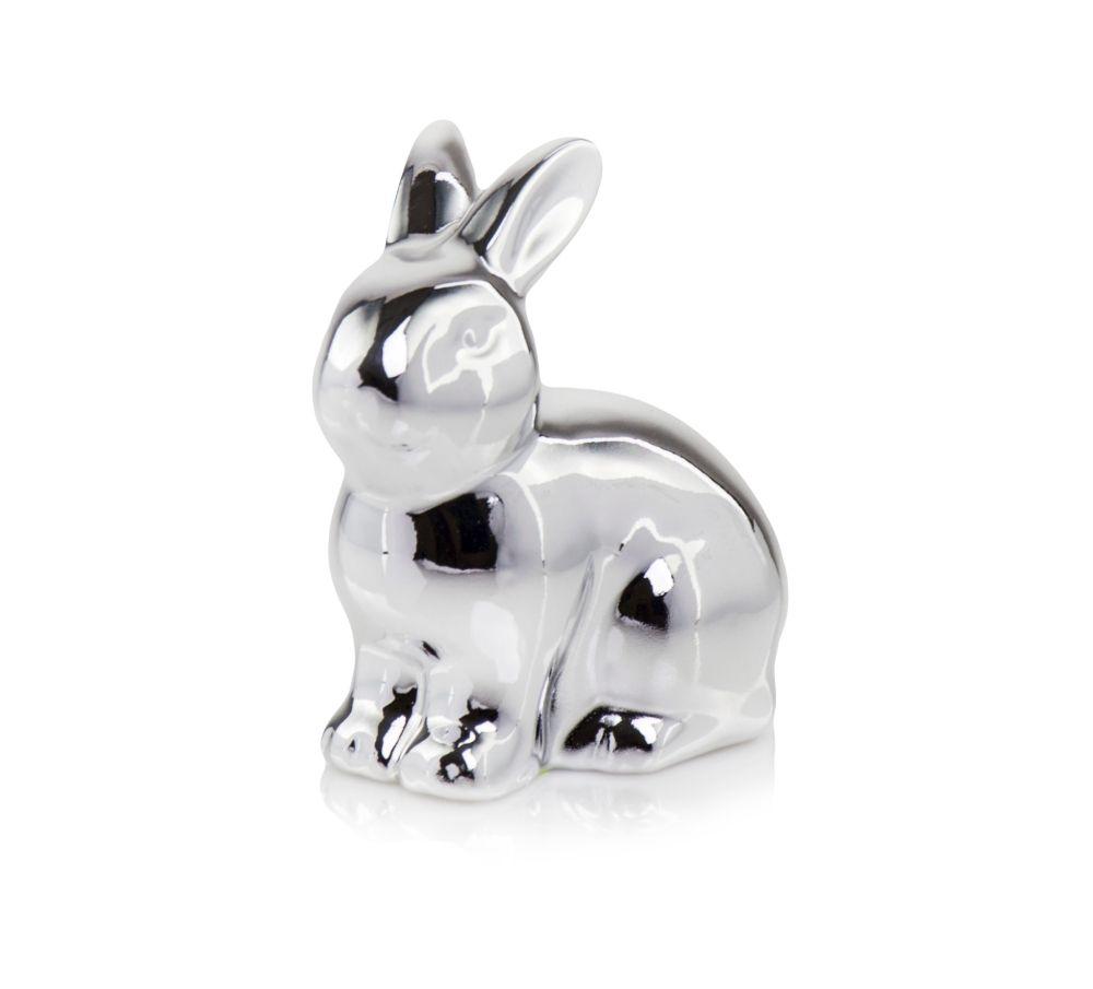 Ceramiczna figurka królika - srebrna - kolekcja EASTER