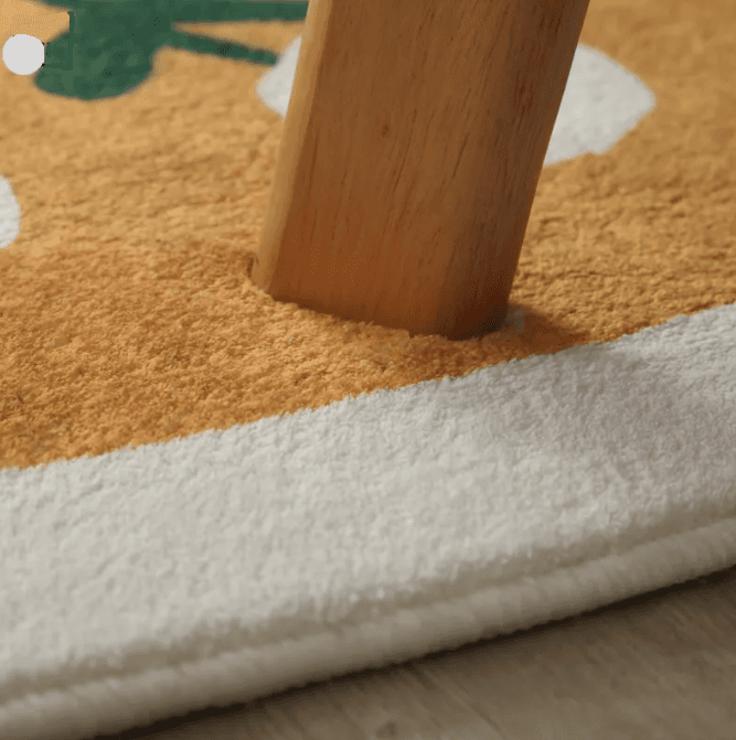 Round rug, non-slip 80 x 80 cm -  Flowers pattern, yellow