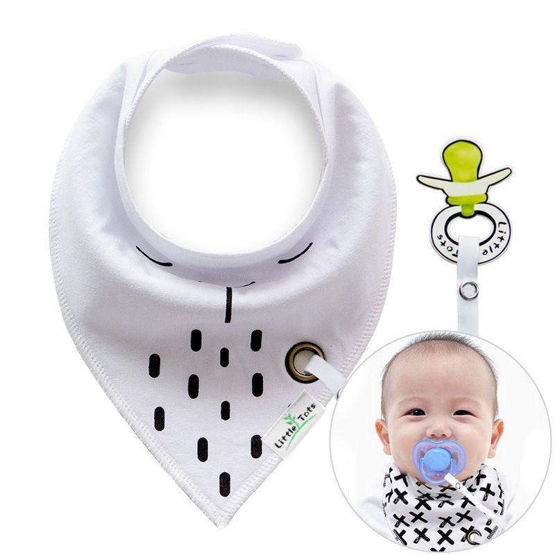 Scarf / bib with a pacifier hanger - white II