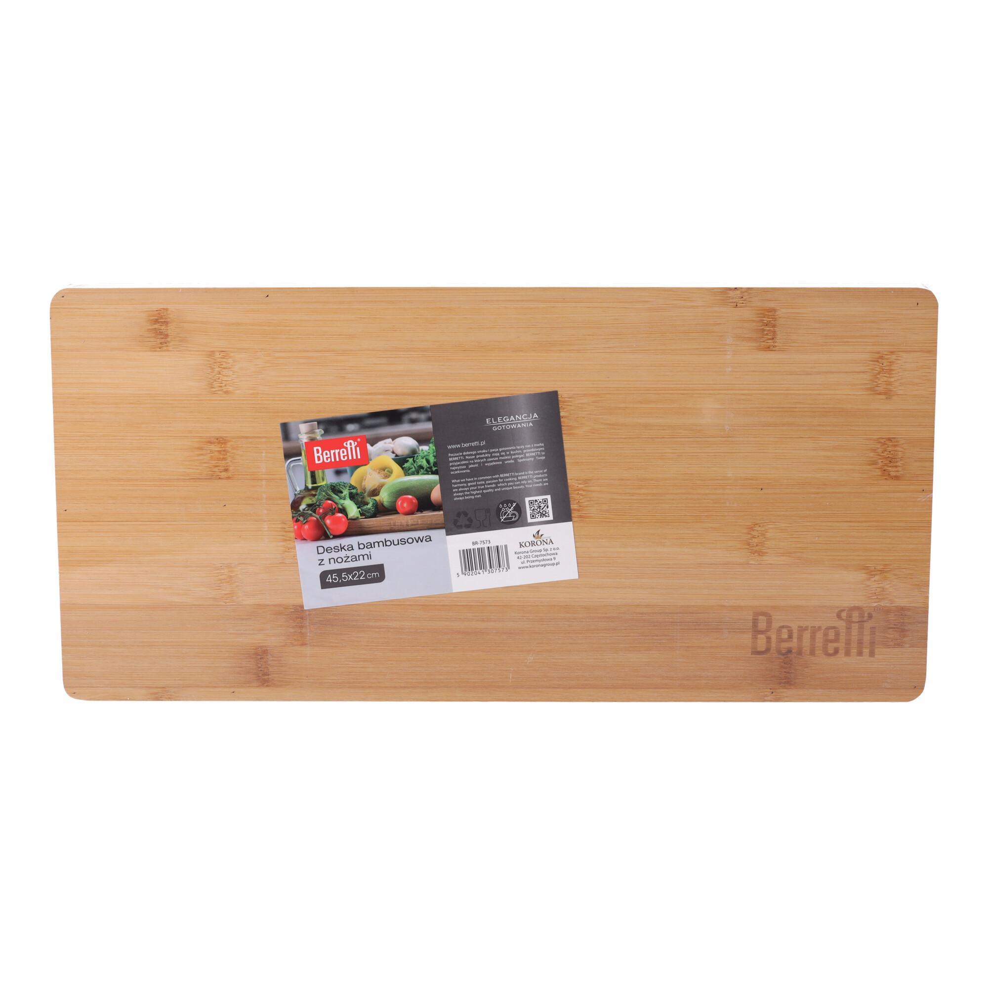 Bambusowa deska do serwowania serów z nożami BERRETTI, rozm. 45.5x22x4 cm