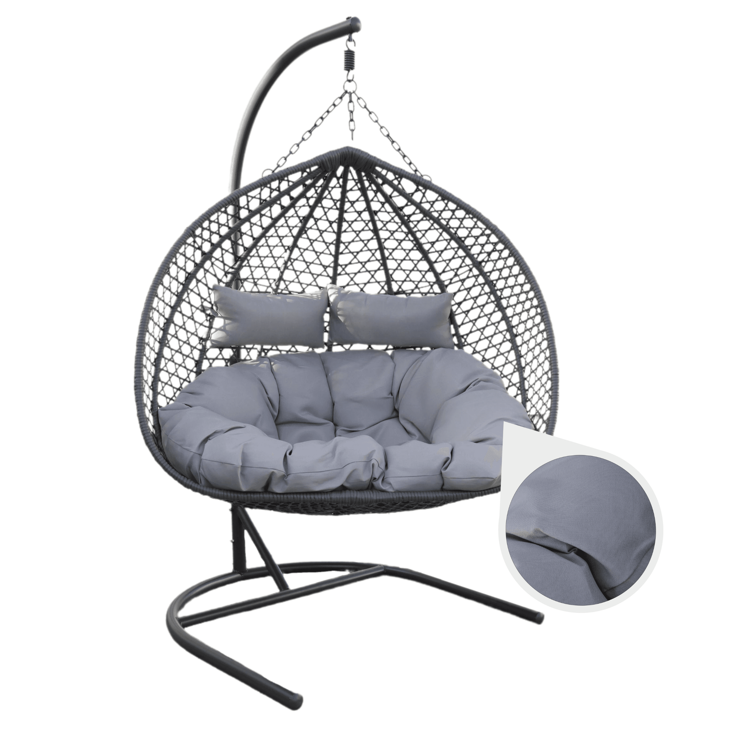 Two-seater hanging chair - gray two-seater cocoon (Grey Pillow)