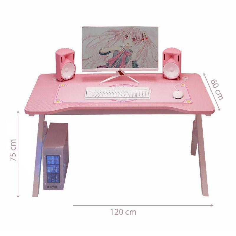 Biurko gamingowe 120 x 60 - różowe