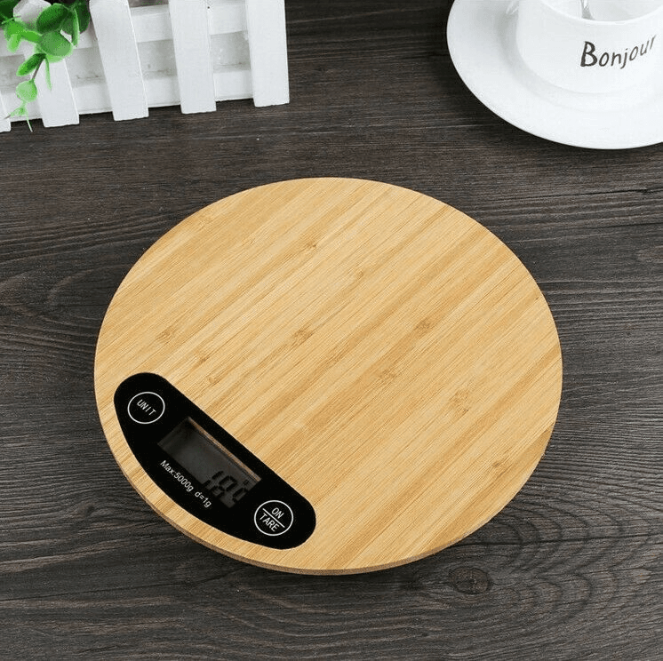 Electronic wooden kitchen scale 5 kg bamboo