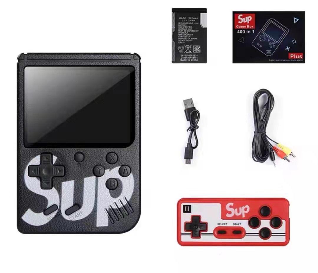 Mini handheld console SUP 400 games - black (for dwo players)