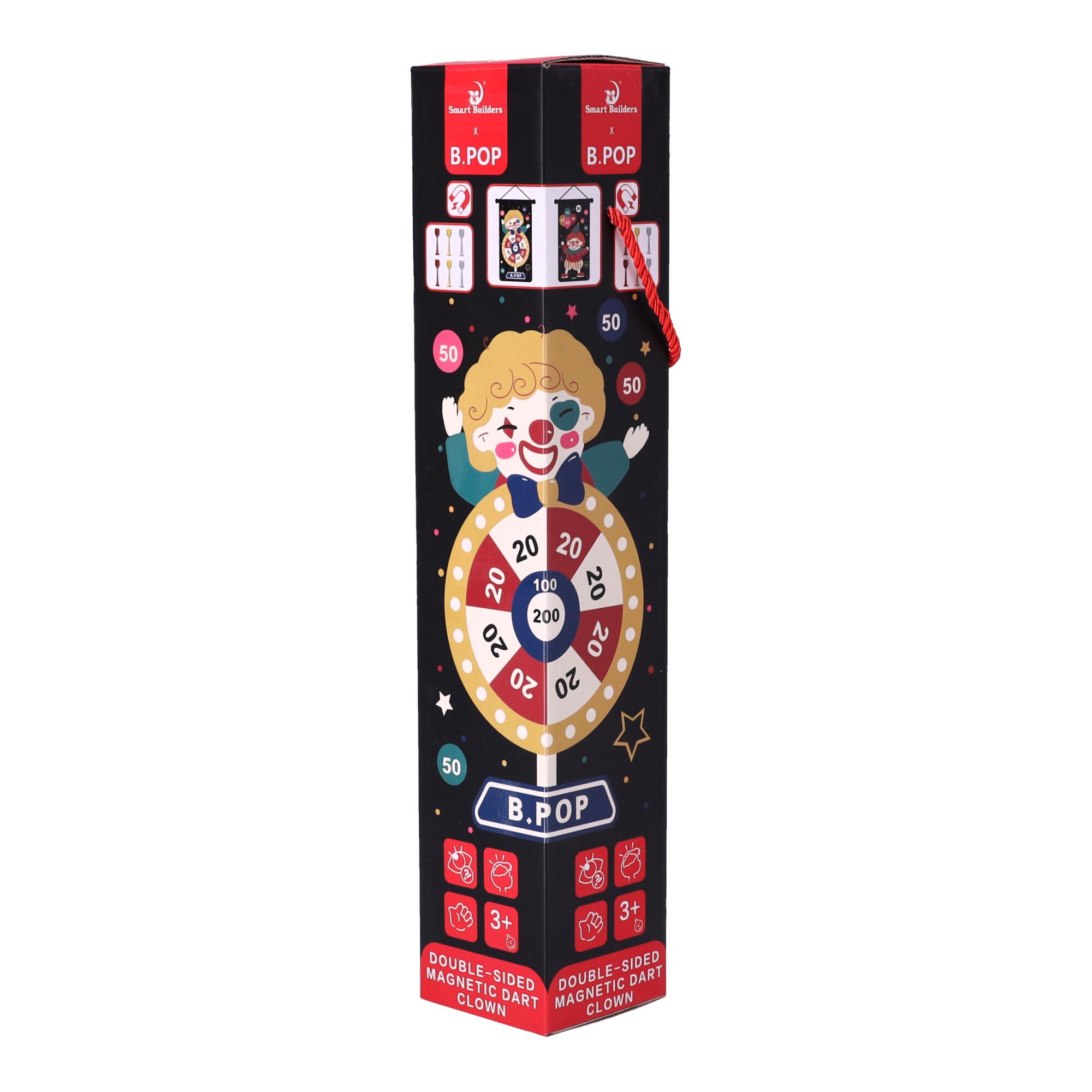 Magnetic target, double-sided with darts - clown