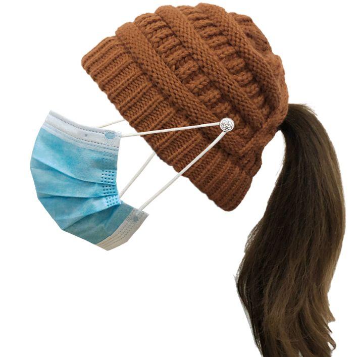 Winter ponytail hat - brown