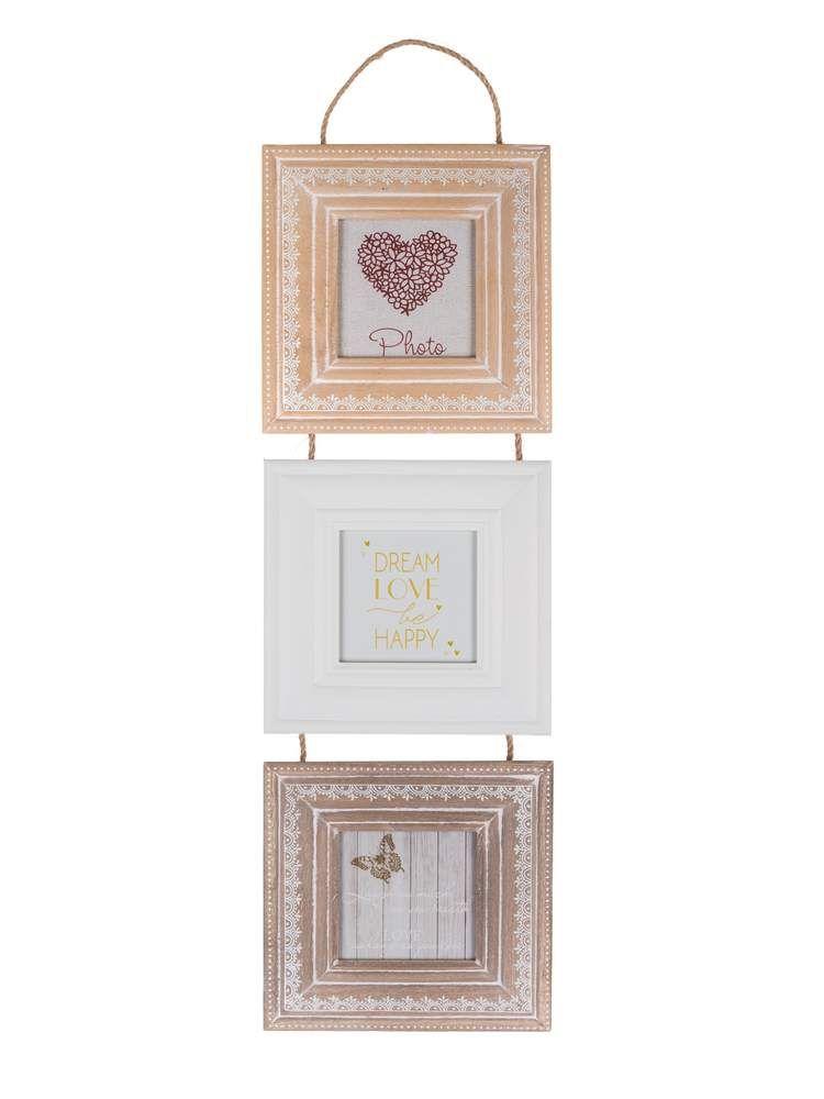 The set of LACEWORK frames, measuring 75 x 19 x 1.5 cm for 3 photos of 10 x 10 cm