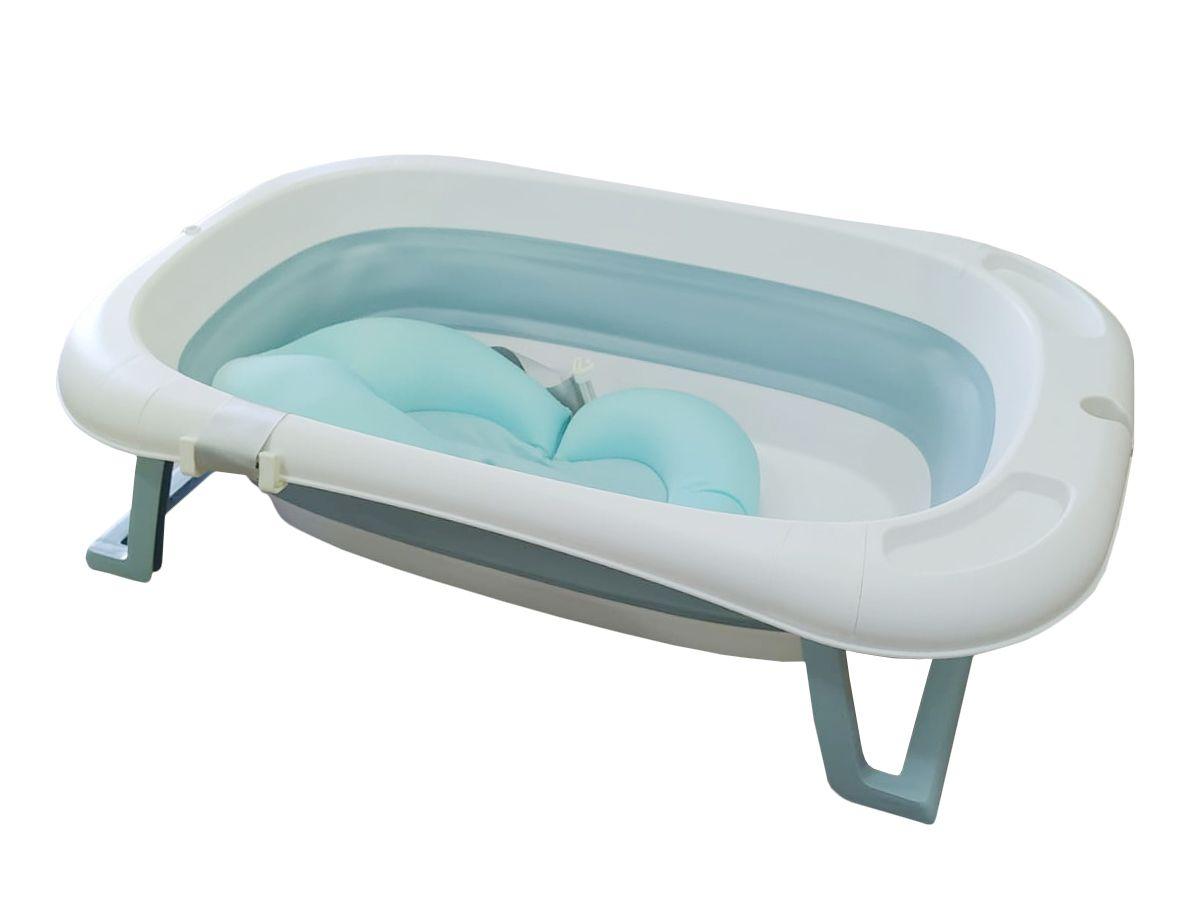 Silicone folding baby bath tub - blue