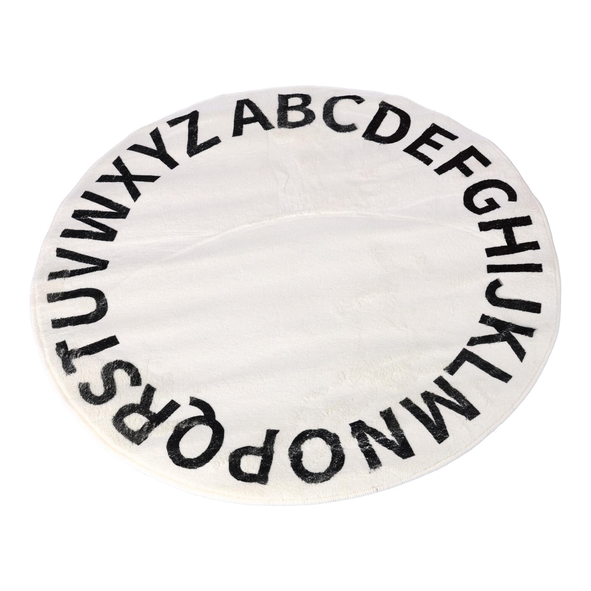 Round rug, non-slip 80 x 80 cm - Alphabet pattern