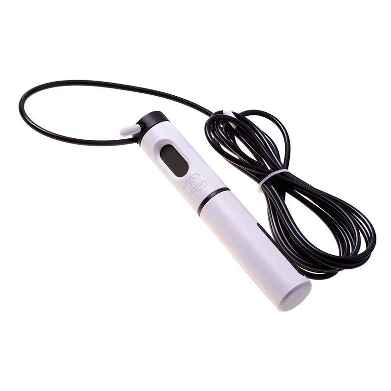 Professional skipping rope with electronic LCD counter - black and white