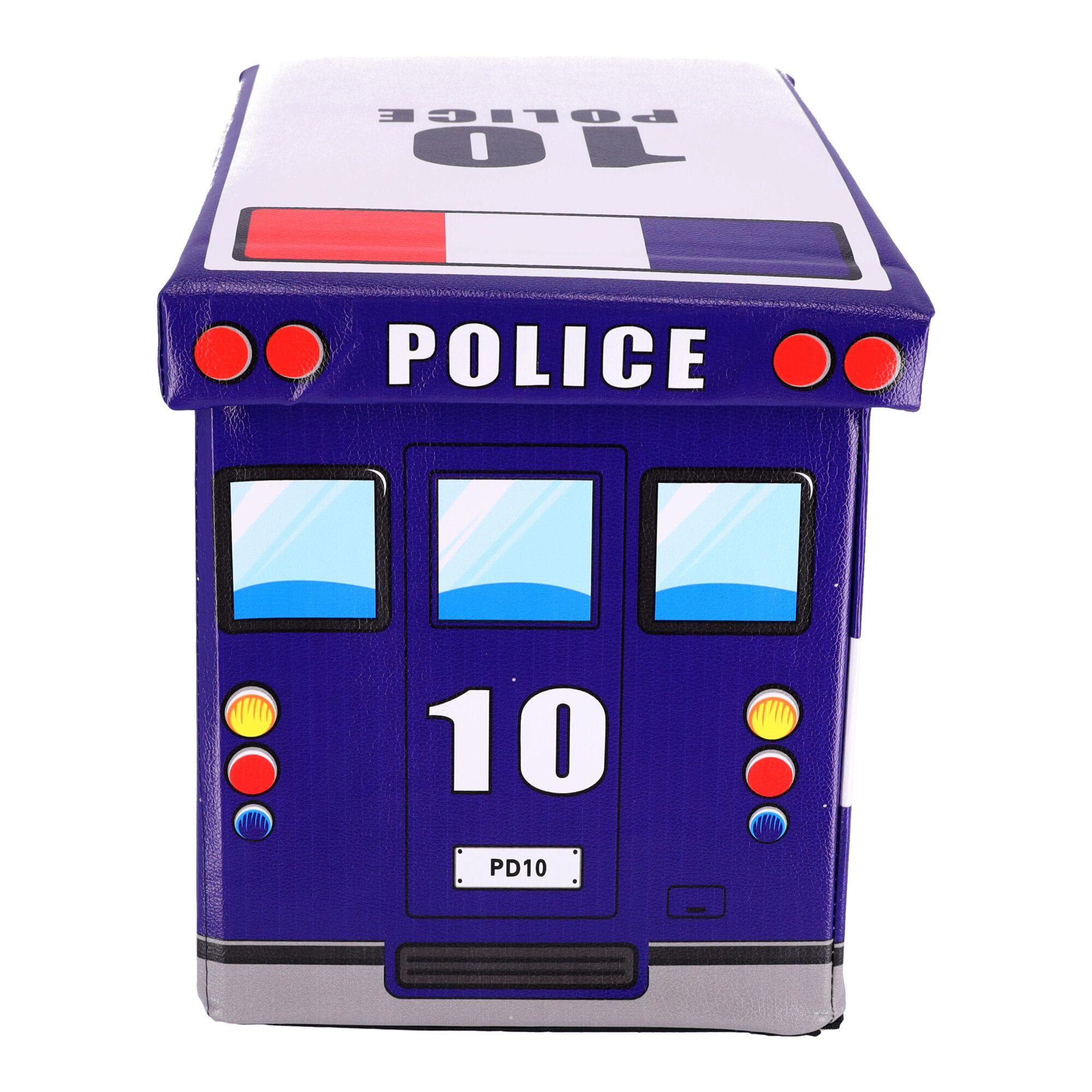 Pojemnik na zabawki z pufą - wóz Policyjny