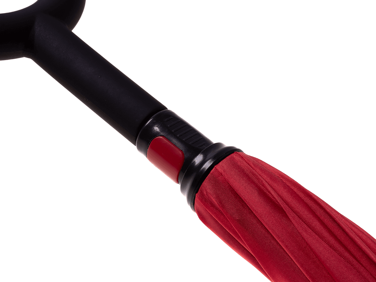 An inverted non-drip umbrella - black and red