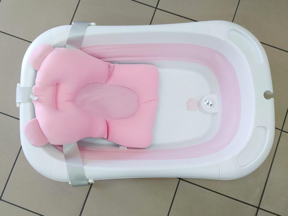 Silicone folding baby bath tub - pink