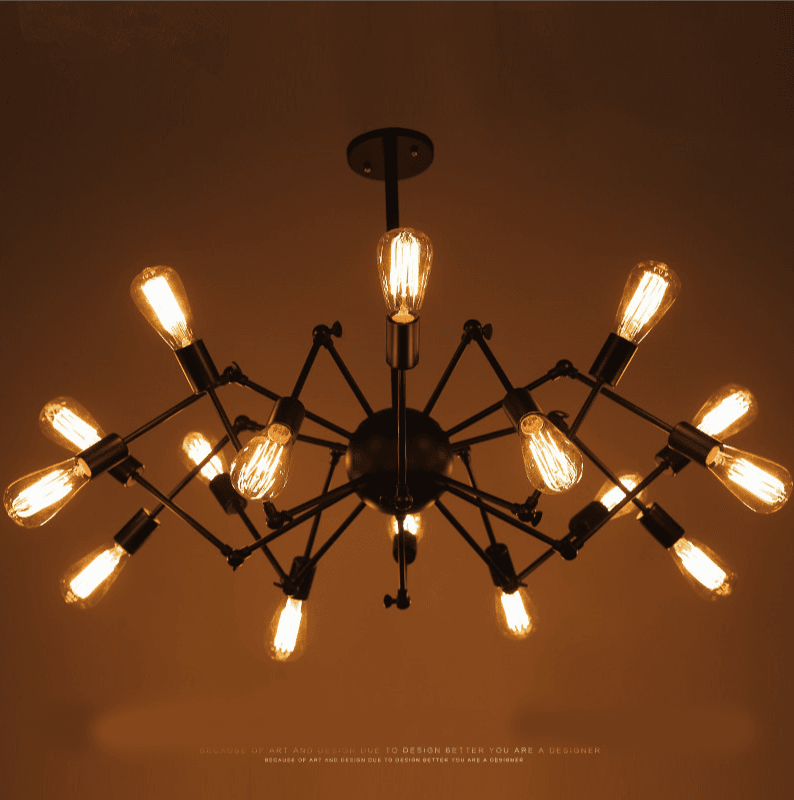 Nowoczesna lampa sufitowa/ Żyrandol Reto pająk – czarny, 16-ramienny