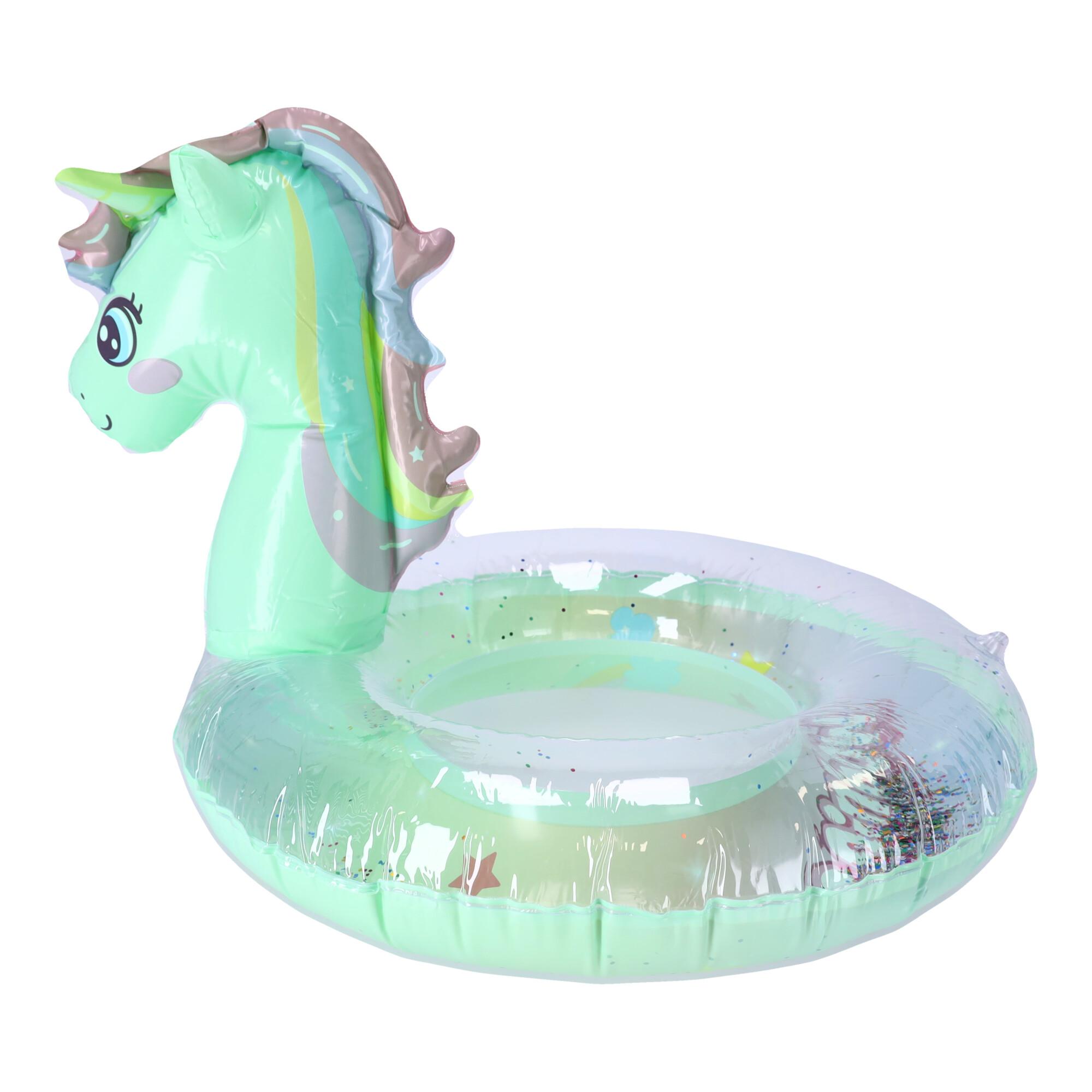 Children's inflatable swimming wheel 70 cm - unicorn, green