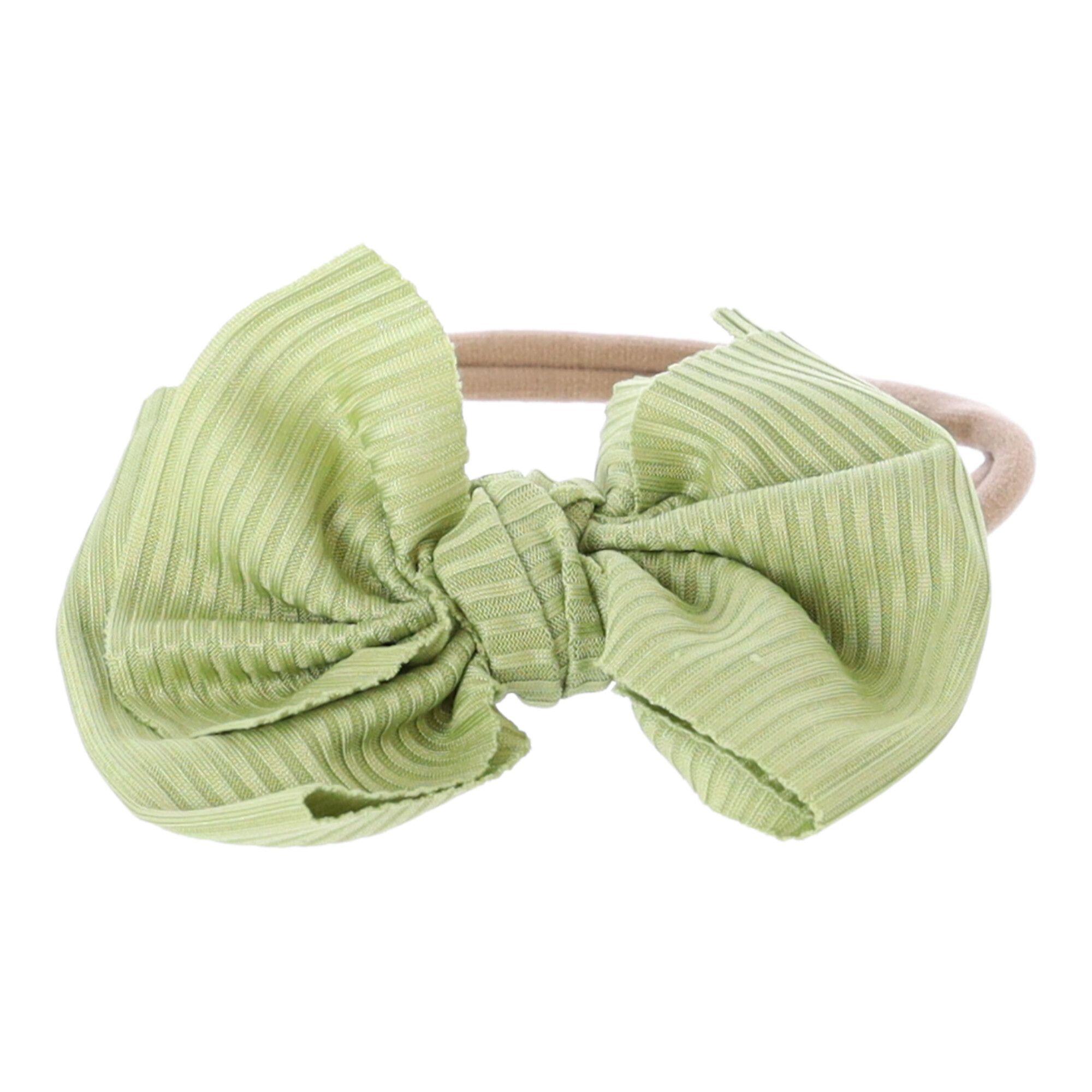 Baby headband with a bow - green