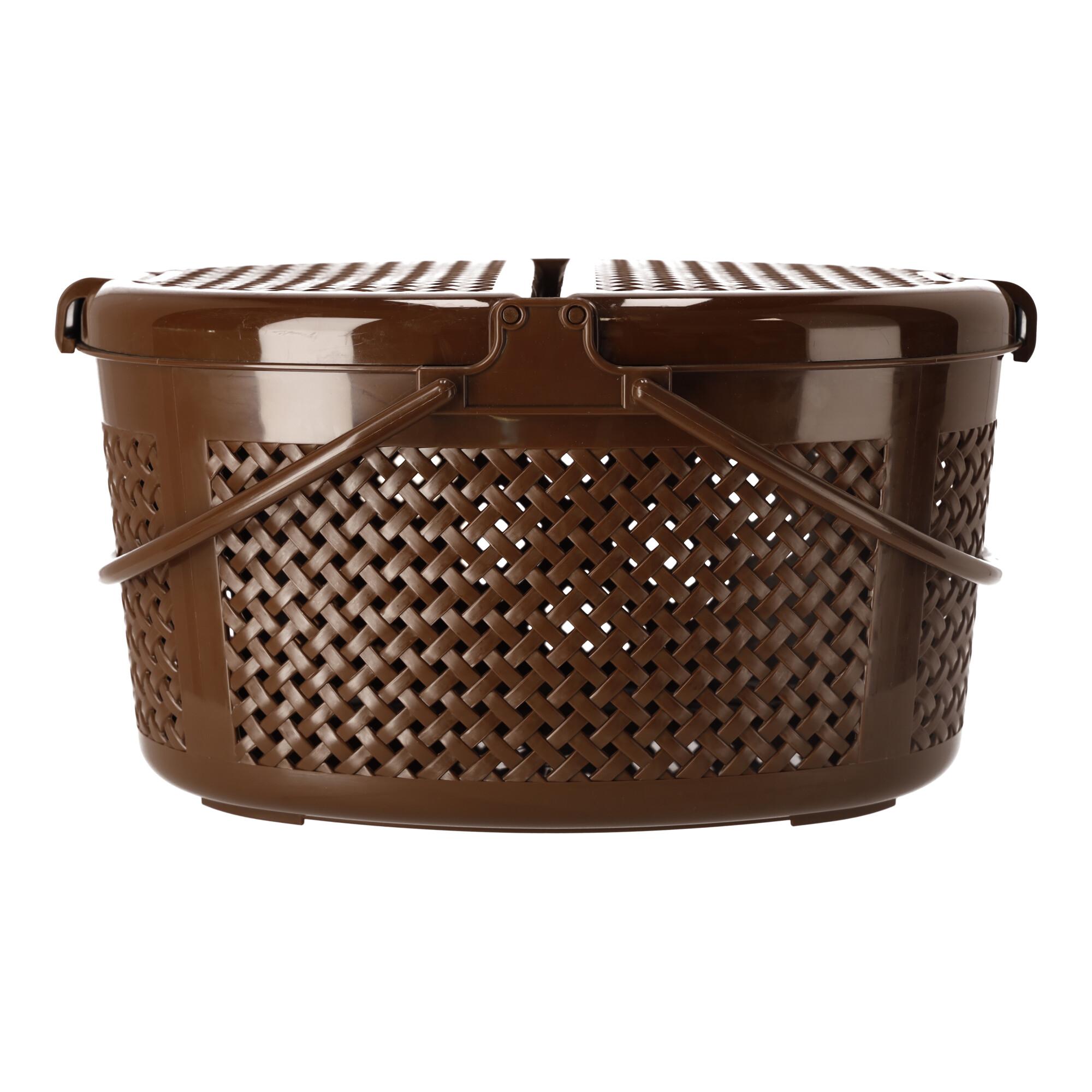 Closable oval picnic basket brown, POLISH PRODUCT