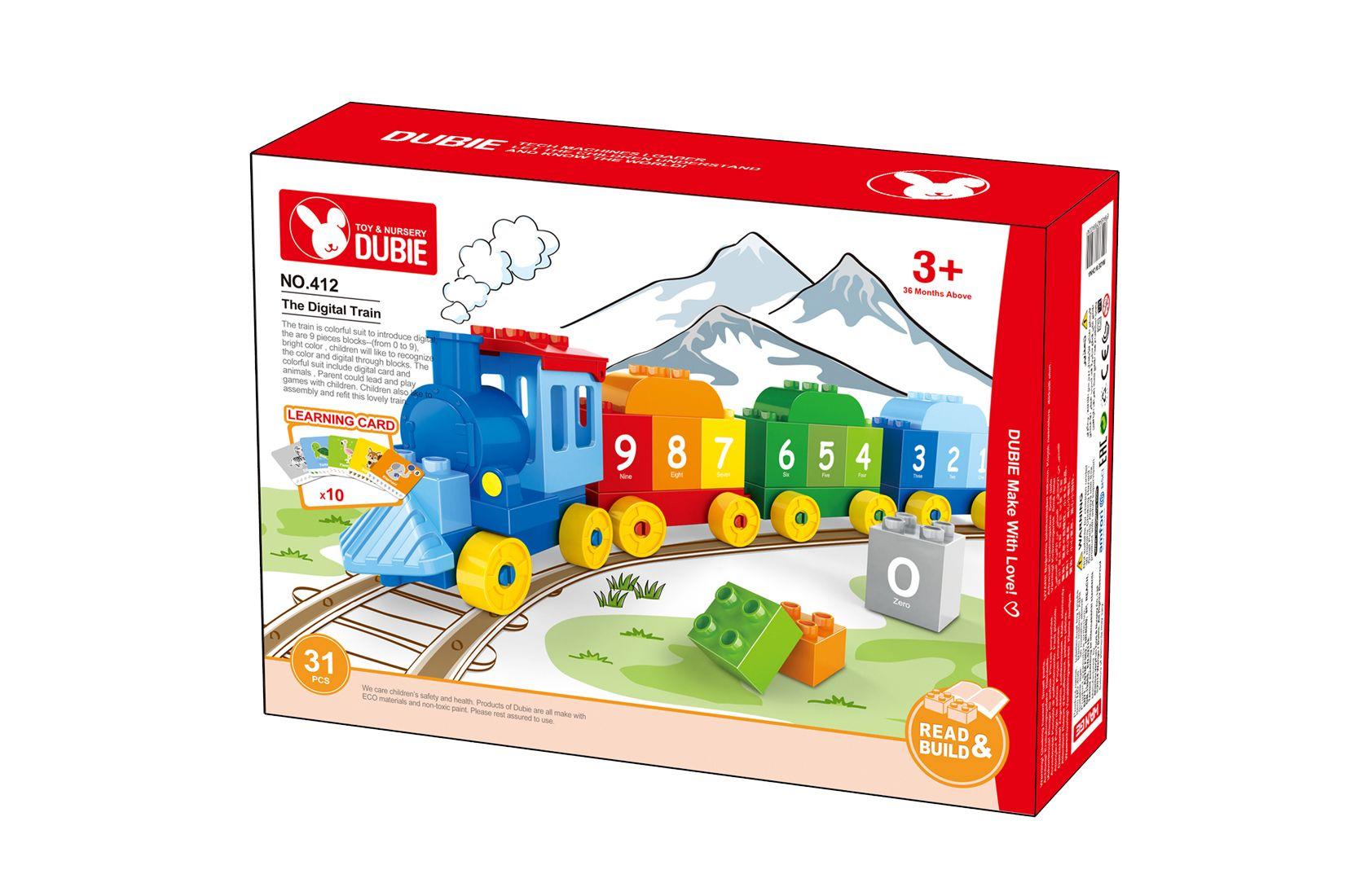 Set of blocks - train with numbers (31 Pads + 10 Cards)