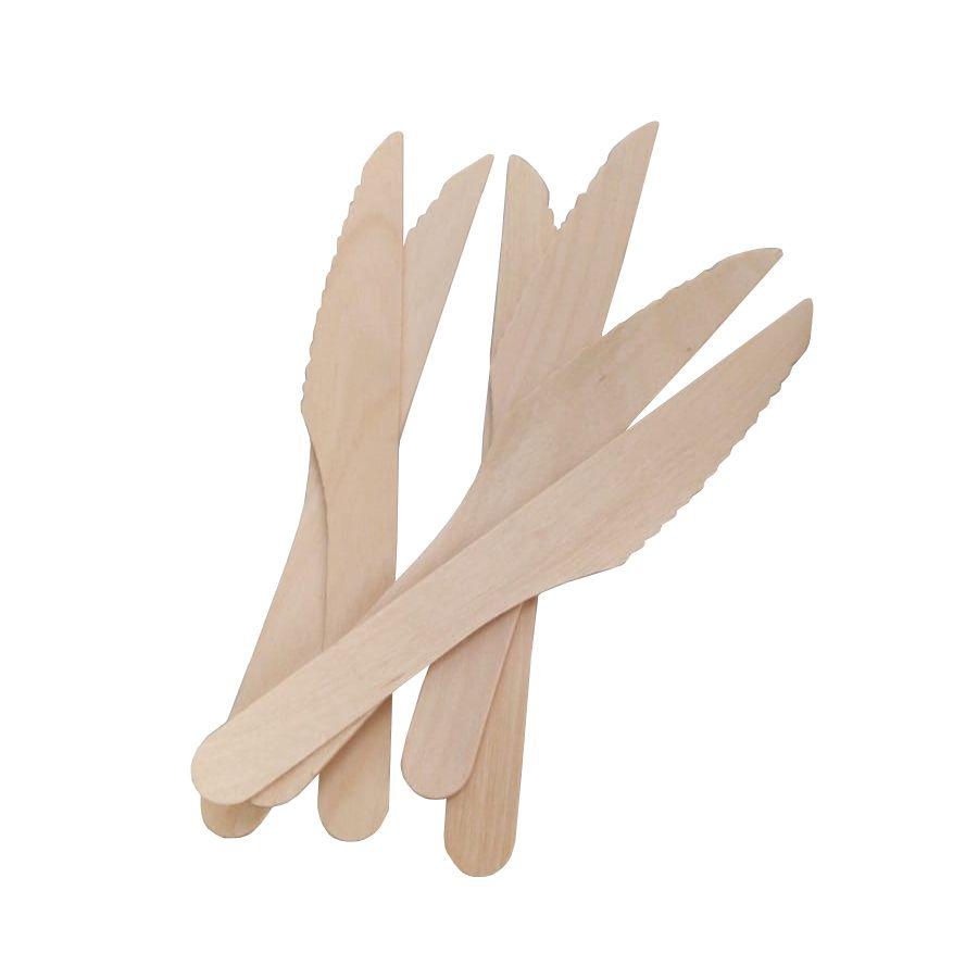DISPOSABLE WOODEN CUTLERY KNIFE x10.