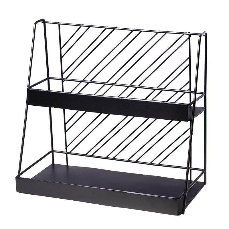 Two-tier shelf for cosmetics - black