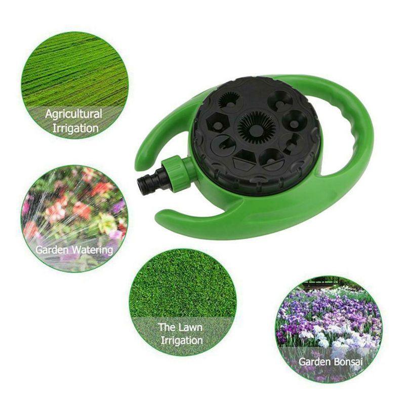 Green garden sprinkler, 9 functions, rain shower