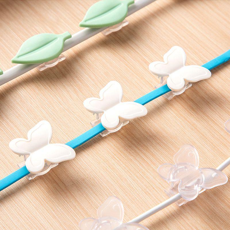 Decorative cable holder 9 pcs. - white butterfly