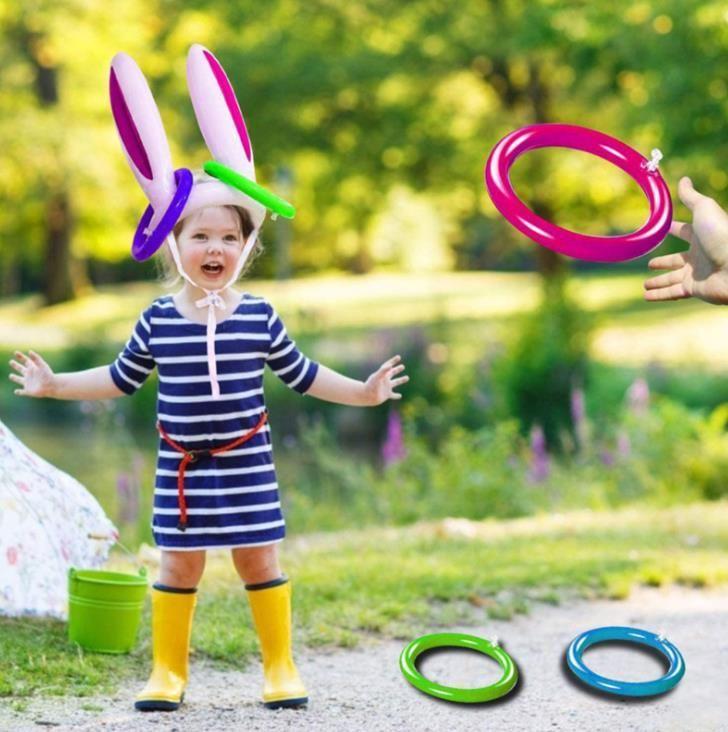 Inflatable rabbit hat with rings for fun