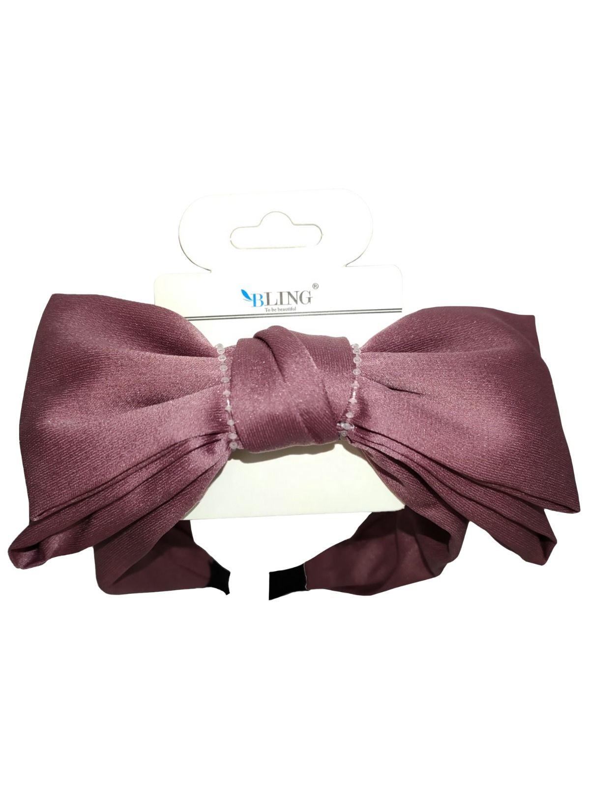 Hair band with a decorative large double BLING bow - purple