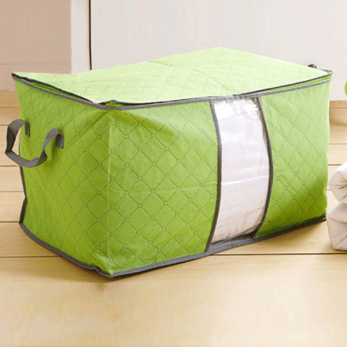 Container cover for bedding blanket clothes - small green