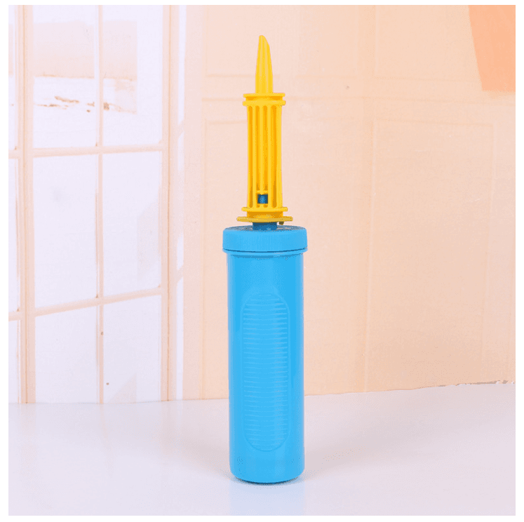 Hand pump for inflating balloons - yellow and blue