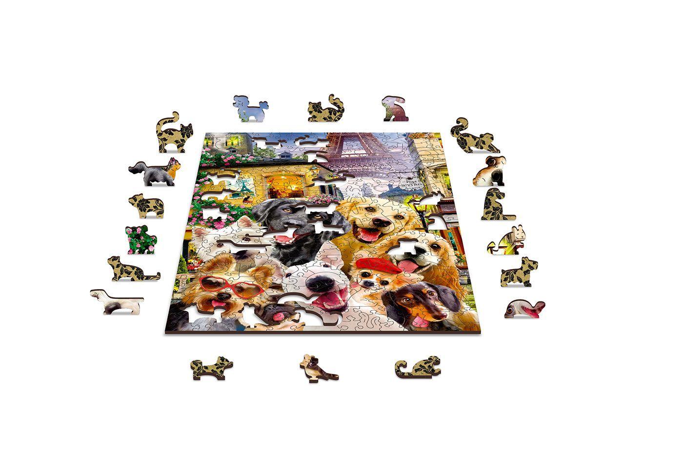 Drewniane Puzzle z figurkami – Psiaki w Paryżu rozm. M, 200 elementów