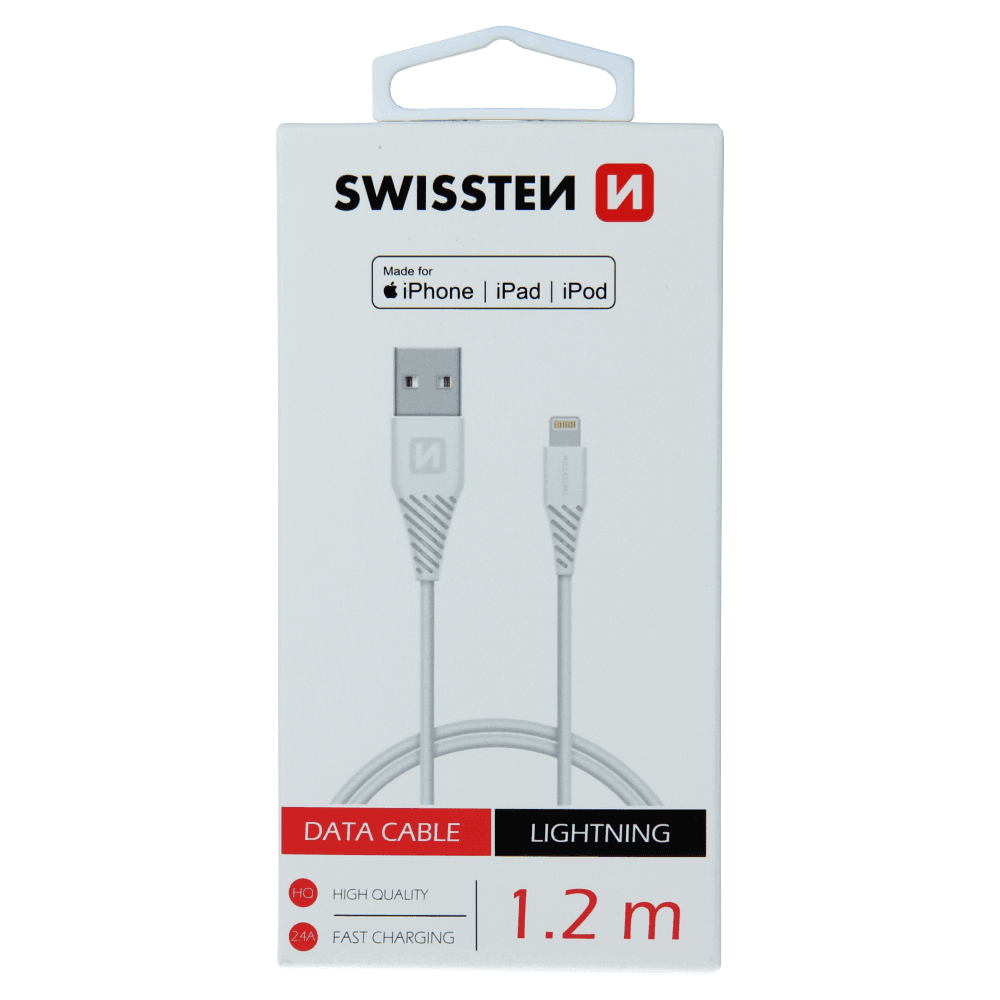 Cable / USB cable / Lightning MFI 1.2 m Swissten - white
