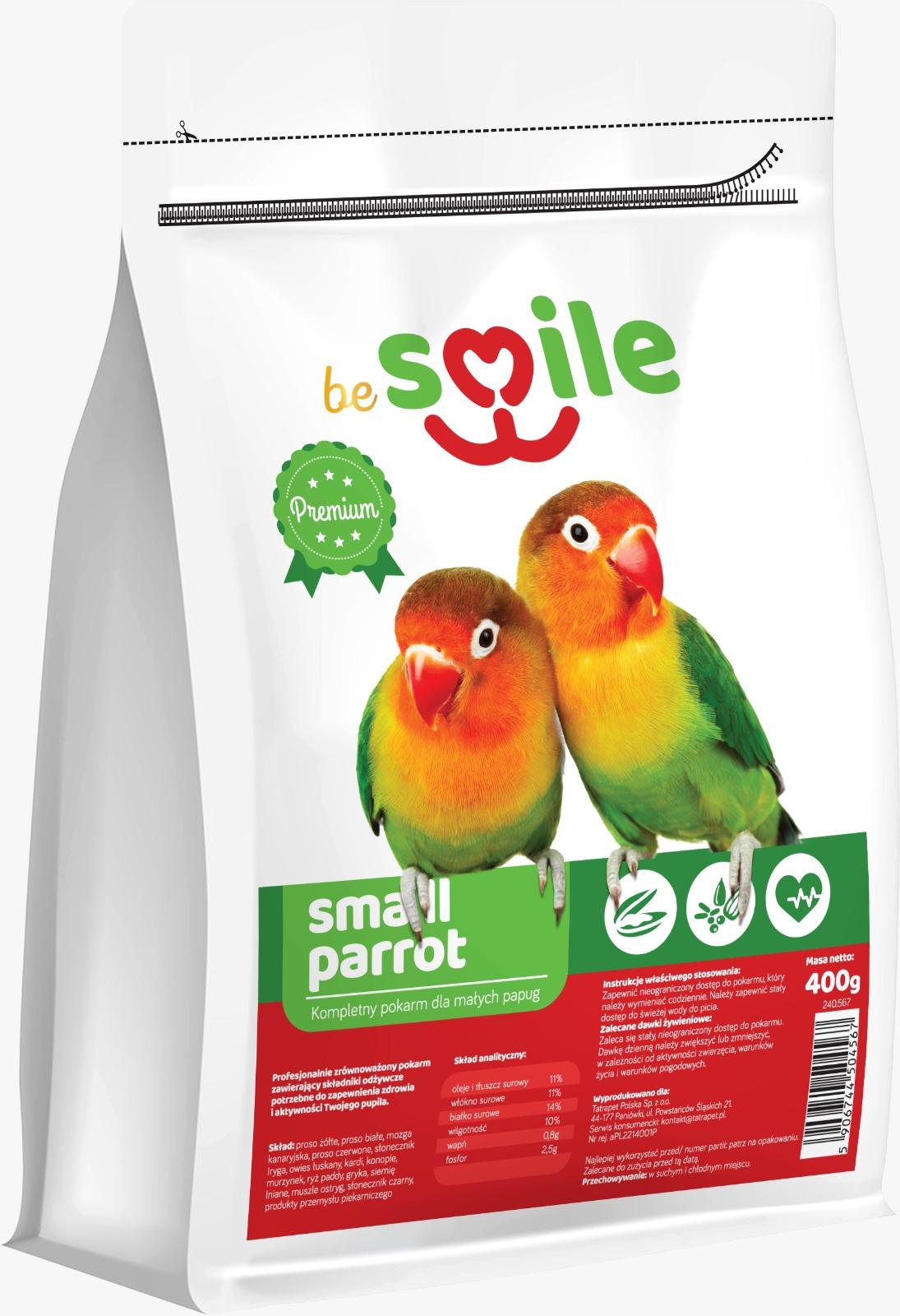Karma beSMILE PARROT- Small Parrot 800g pokarm dla małych papug