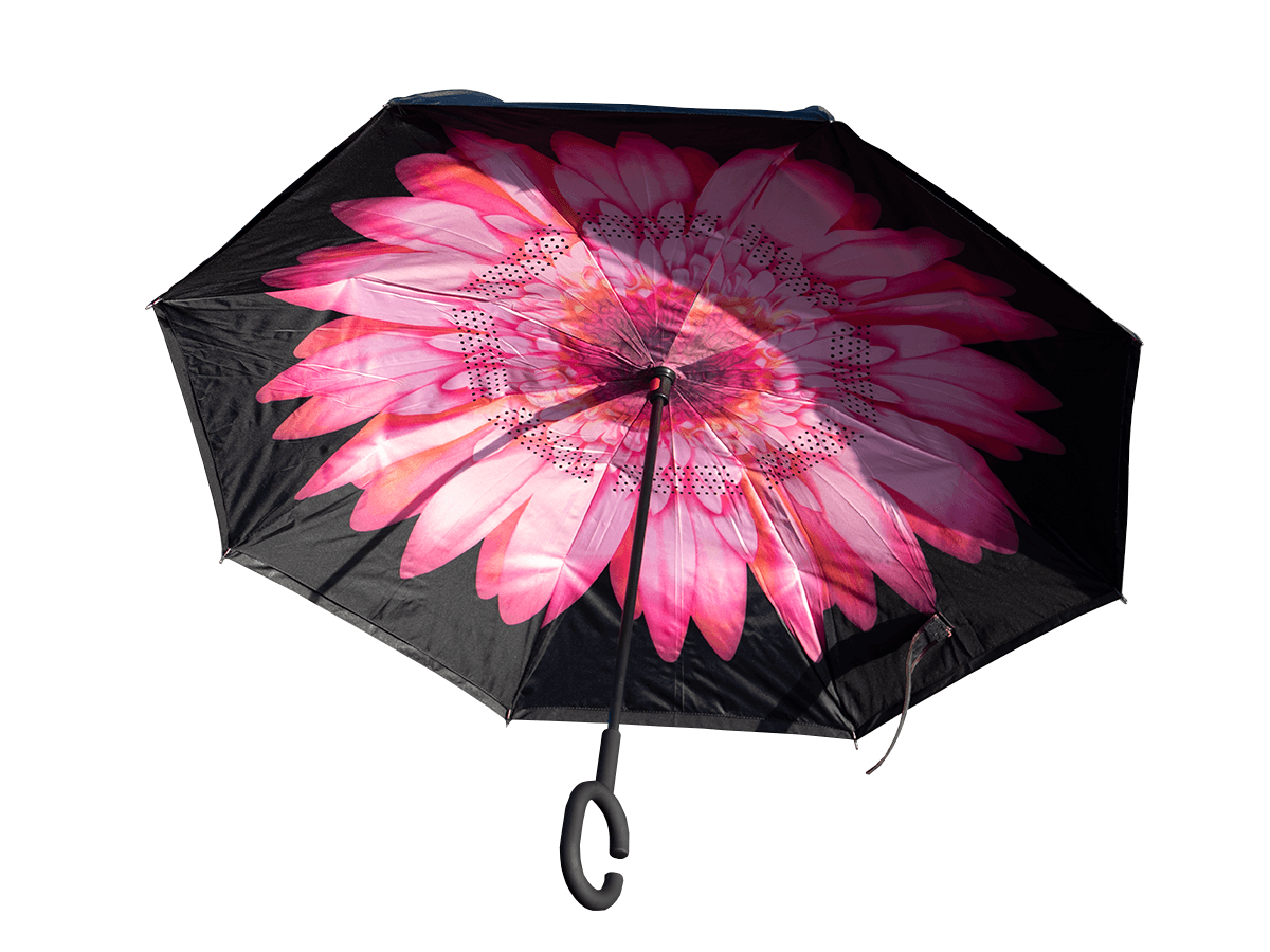 Umbrella, inverted non-dripping New - black and pink