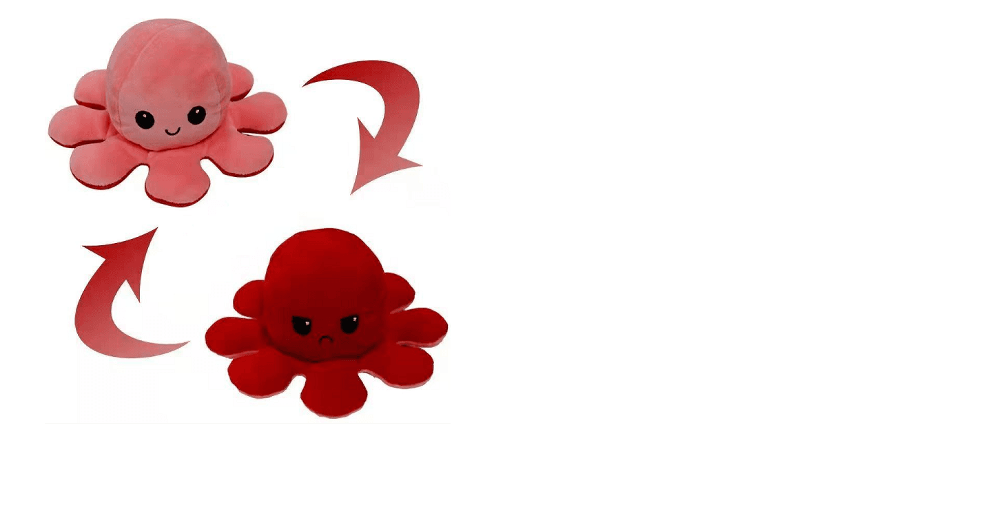 Octopus double-sided mascot 40 cm - rose red & red
