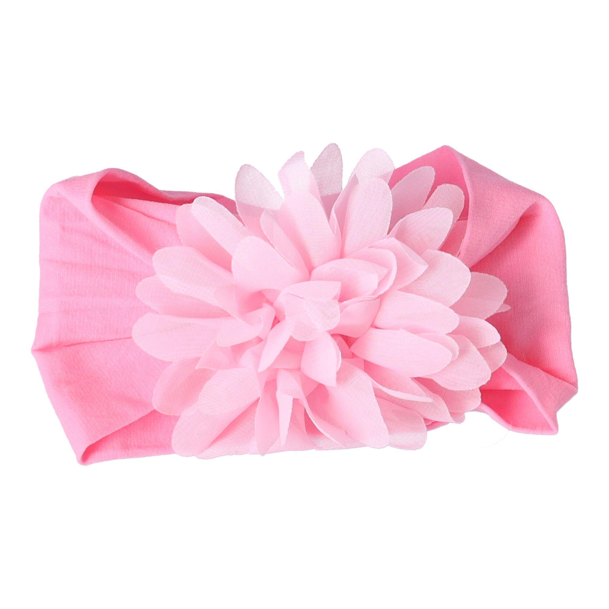 Baby headband with a flower - light pink, wide