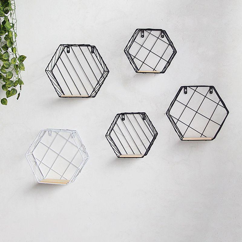 Hexagonal decorative shelf - black