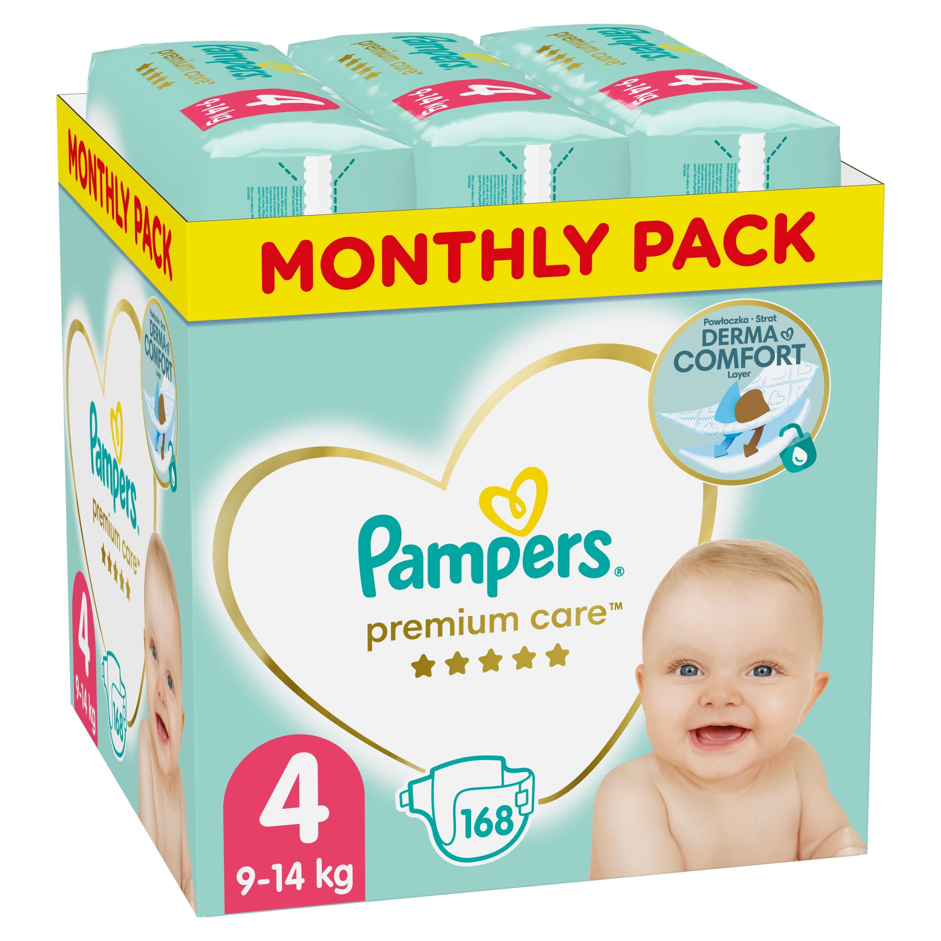 Pampers Premium Pieluchy Monthly Box, Rozmiar 4, 8-14kg, 168szt