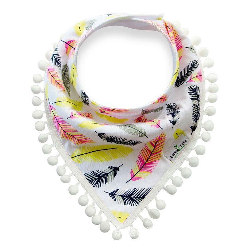 Baby scarf with pompoms - colorful feathers