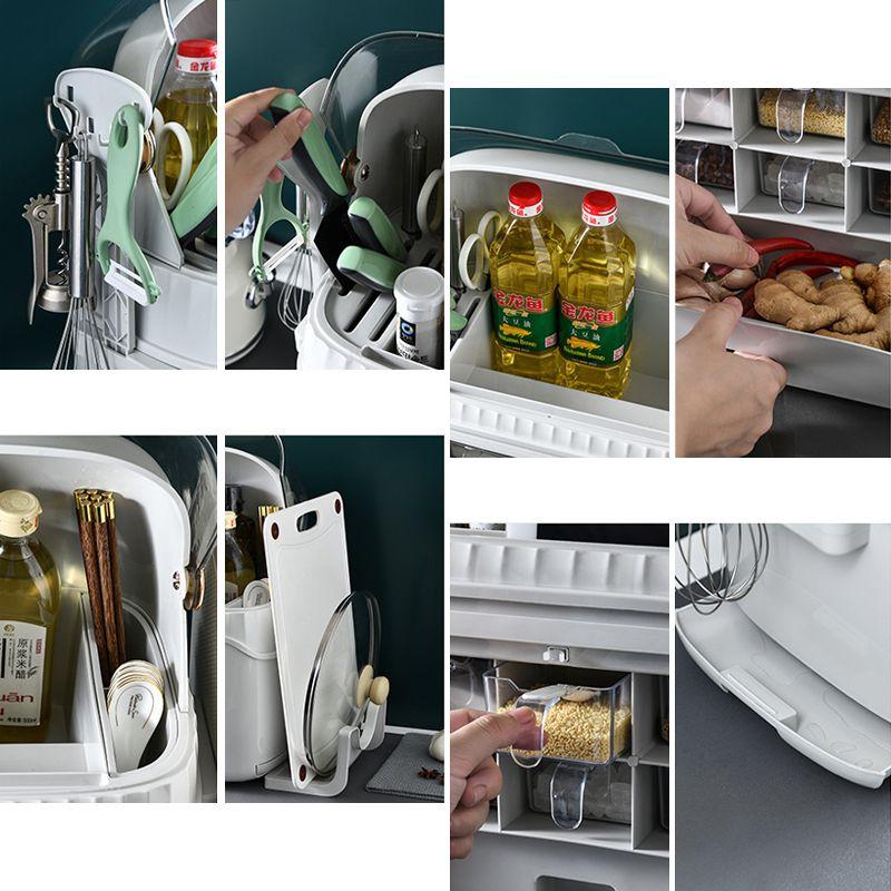 Multifunctional rack for storing spices and kitchen accessories