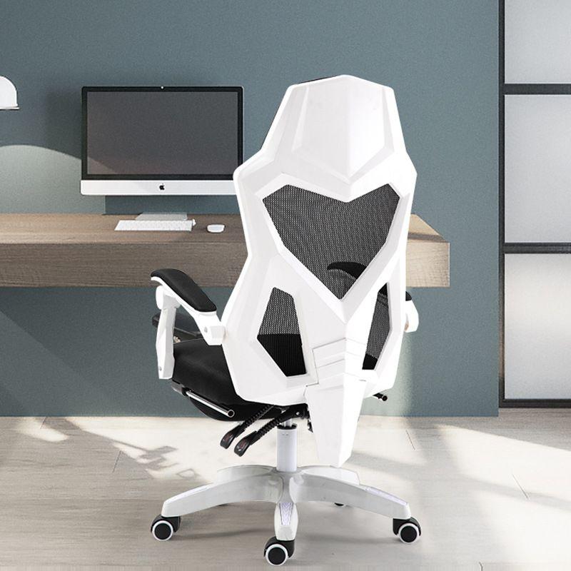 Swivel office chair with headrest and footrest - white