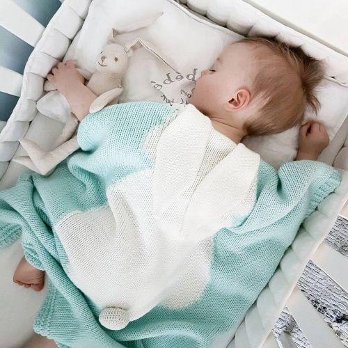 Baby blanket - rabbit, mint