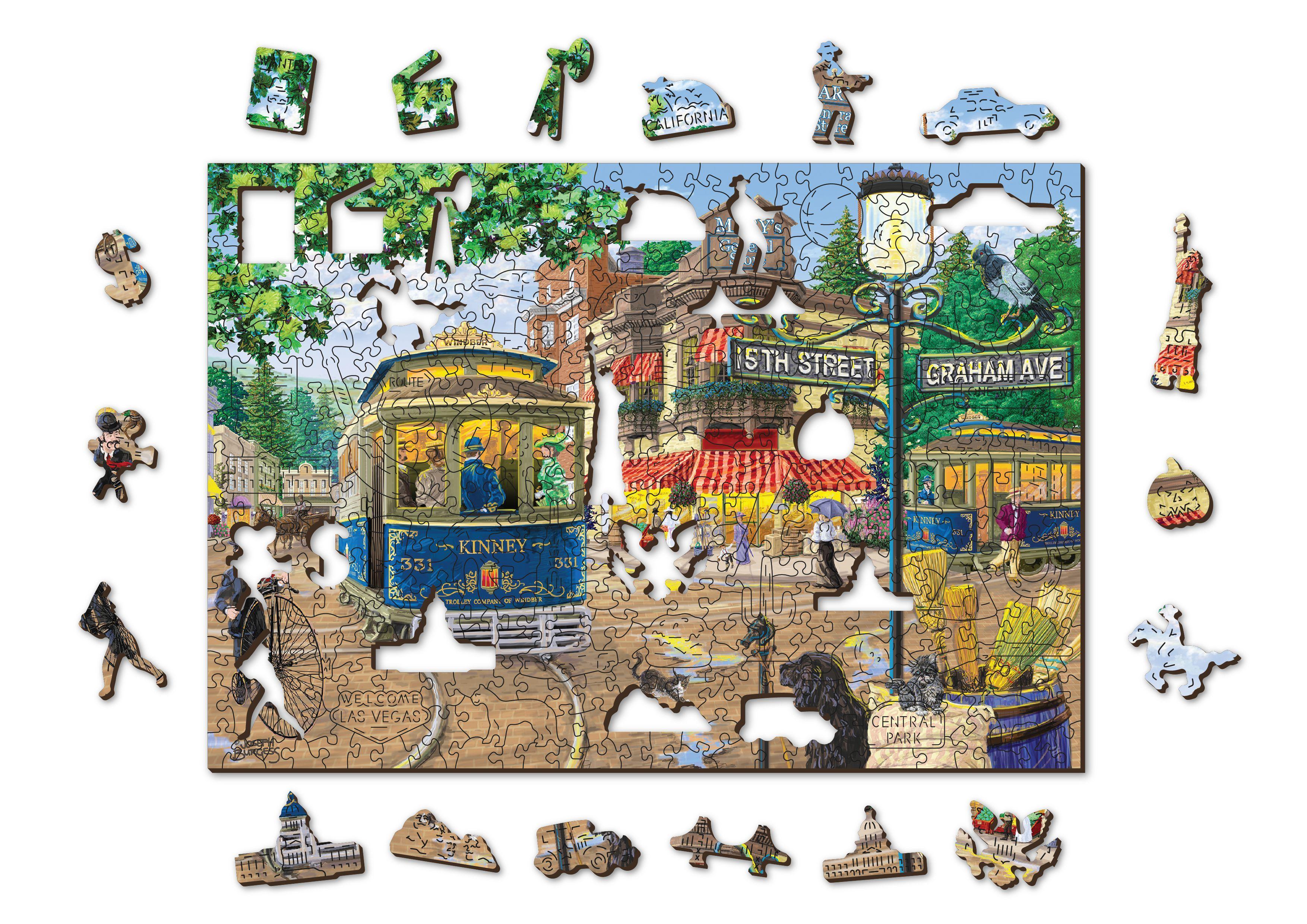 Wooden Puzzle with Figures - Victorian Street size XL, 1010 pieces